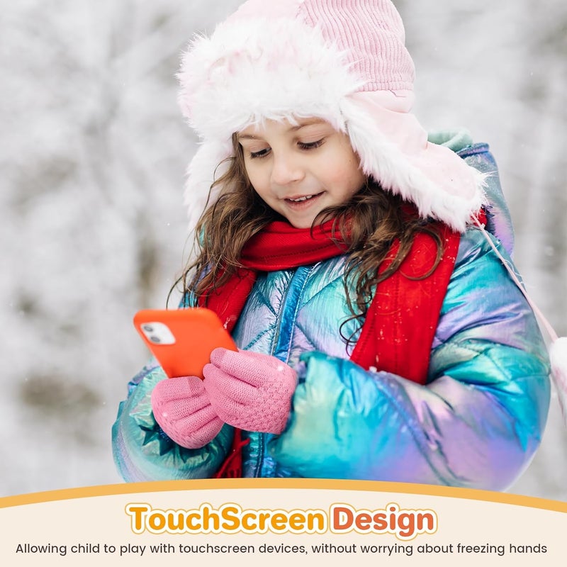 Clothclose Kids Winter Gloves for Boys Girls, Warm Winter Gloves for Kid, Knit Cable Fleece Lined Toddler Kids Glove Mitten - Image 5